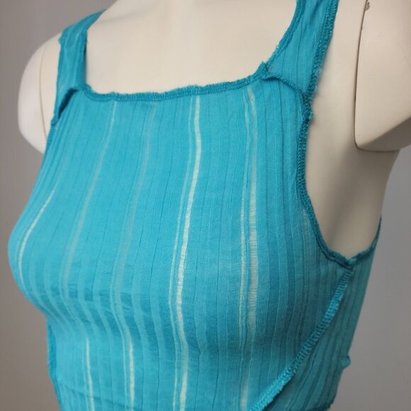 Urban Outfitters Crop Corset Style Tank Layer Light Size Large Blue NWTa - Picture 2 of 4